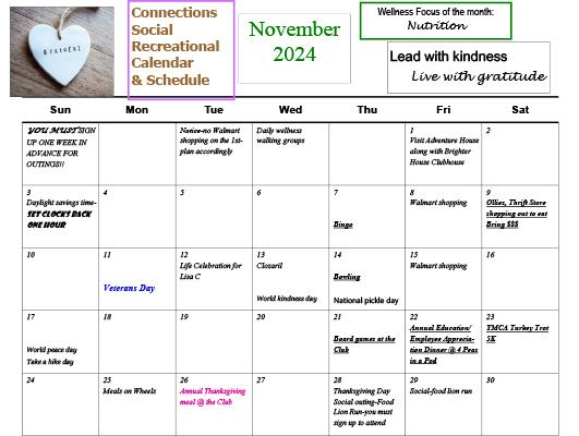 November 2024 Connections Calendar